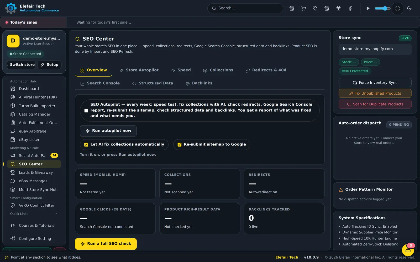 SEO Center with speed tests and fixes